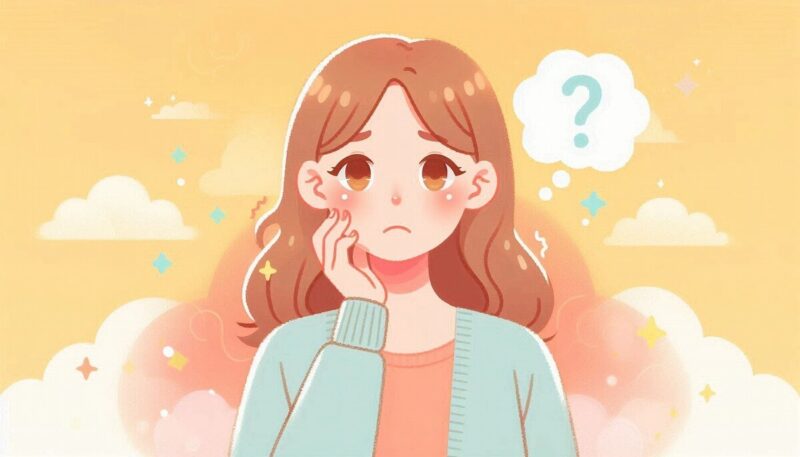 女性が悩んでいる様子