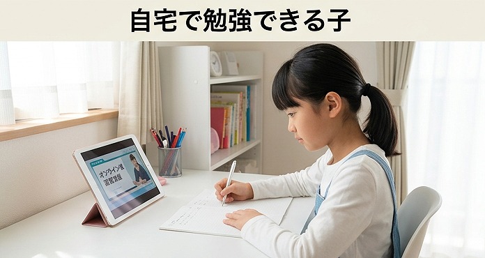 自宅で勉強している女の子画像